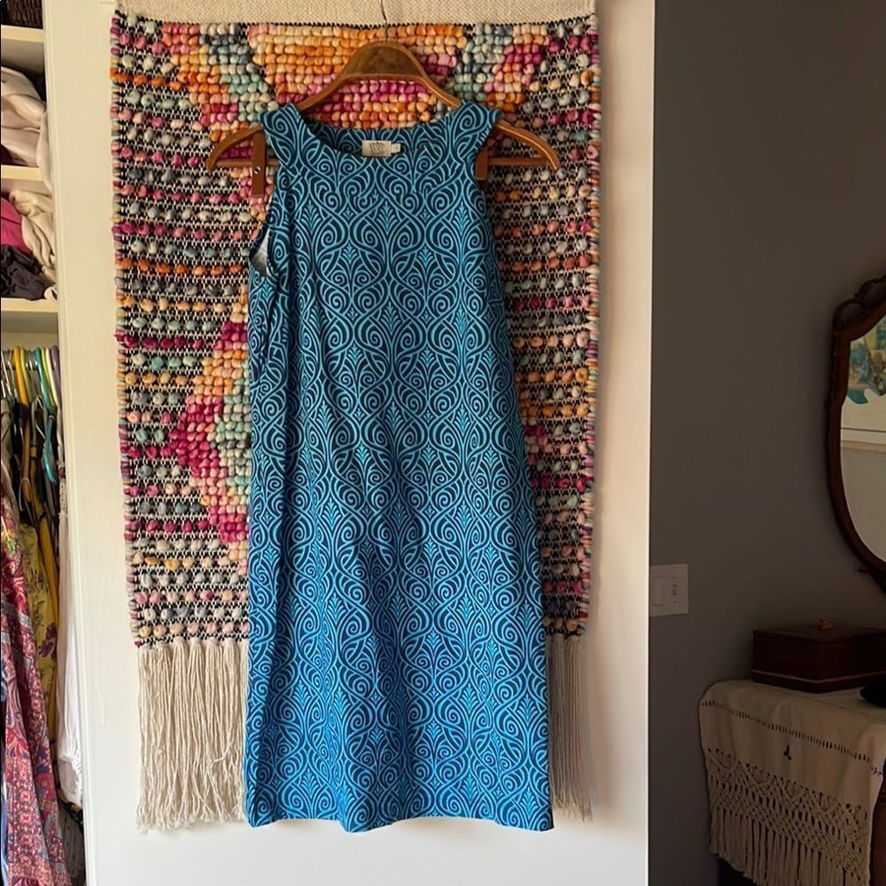 Blue Patterned Sleeveless Dress